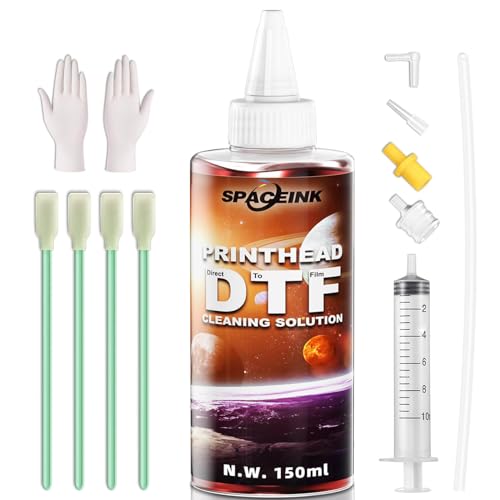 Spaceink DTF Cleaning Solution150mL for Epson L805 XP15000 L1800 8550 R1390 XP600 Ink Printer，Compatible DTG Printer Print Head T Shirt Transfer Paper Liquid Cleaner，Upgraded Solution - Image 1
