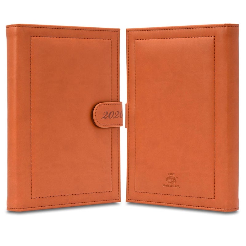 FIS مفكرة أجندة FIS 2026، 170x240 مم، غلاف إيطالي PU مبطن ومخيط من الجانبين، حلقة مع قفل مغناطيسي، تنسيق يوم واحد في الصفحة، إنجليزي، ورق إيطالي عاجي 70 جرام، غلاف بني - FSDI61026EBR - Image 2