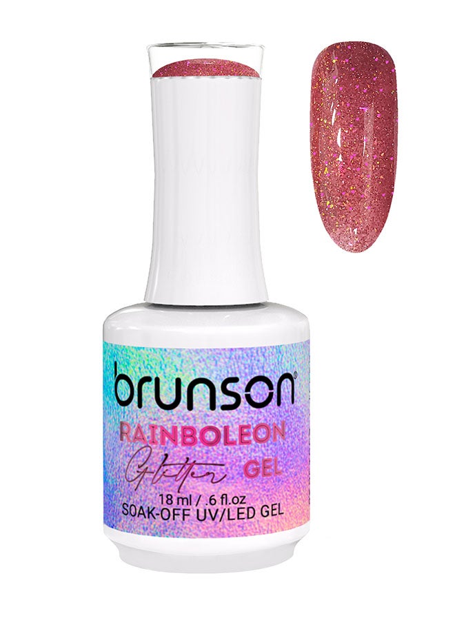 brunson Gel Nail Polish 18ml Long Lasting Chip Resistant Requires Drying Under UV LED Lamp Rainboleon Glitter Gel Soak Off UV LED Gel Polish BRGG12 - Image 1