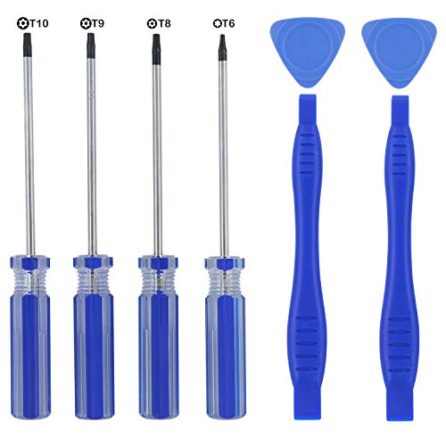 AKTOO T6 T8 T9 T10 Torx Screwdriver,TR9 Torx Security Screwdriver for PS4, Precision Magnetic Screwdriver Set Repair Tool Kit for Xbox One/Xbox 360 Controller/PS3/PS4,with Safe Pry Tools - Image 1
