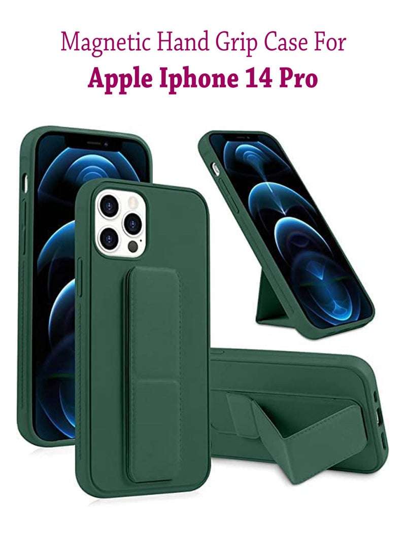 Premium Silicone Magnetic Hand Grip Case with Stand Cover for Apple iPhone 14 Pro - Green - pzsku/Z1013E30A924C70092D53Z/45/_/1670655922/66662a2f-e5ec-4012-8b95-f1582134f530