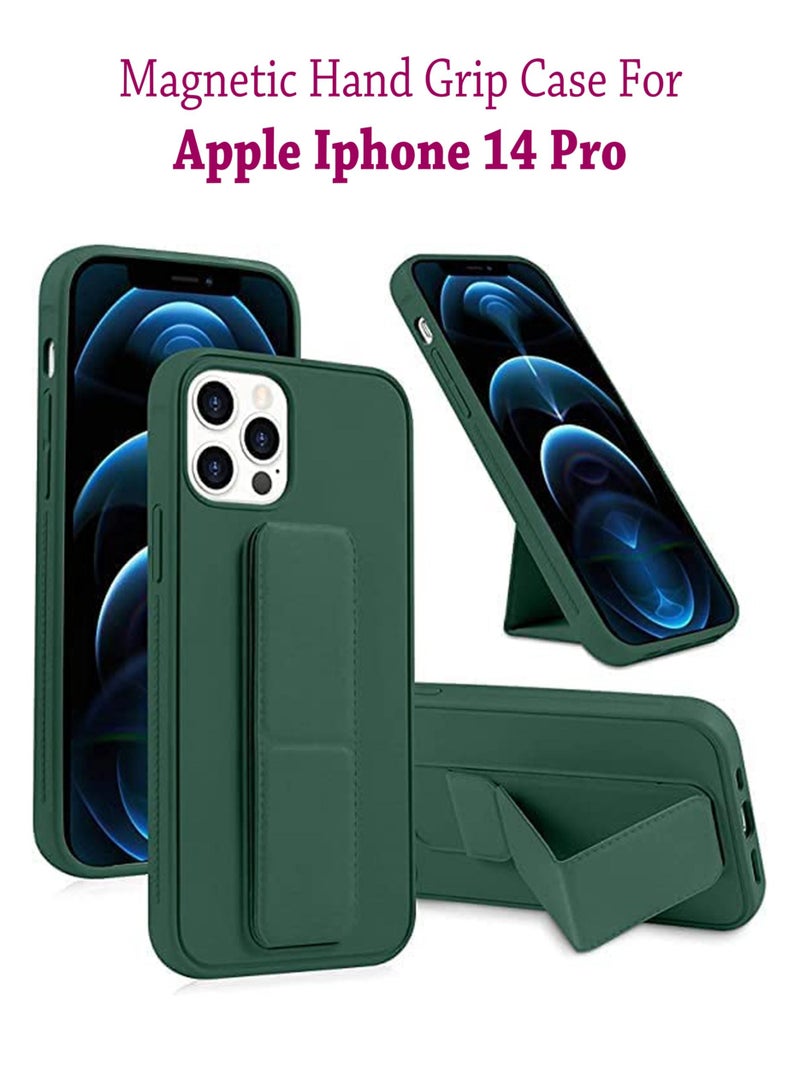 Waldic Premium Silicone Magnetic Hand Grip Case with Stand Cover for Apple iPhone 14 Pro - Green - Image 1