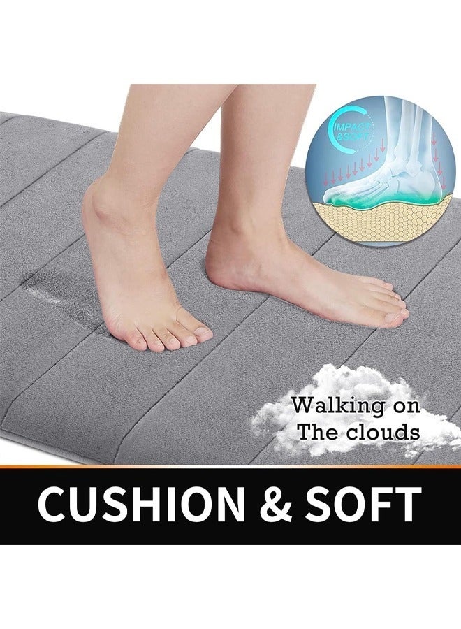 oldlaiben Bathroom Rugs Set, Memory Foam Bath Mats, Non-Slip Bath Rug Set 3 Piece, Washable Bathroom Mats, Absorbent Shaggy Rugs Super Soft U-Shaped Toilet Rug, Bathroom Carpets for Bathroom, Tub, Shower (Light Grey)  - Image 3