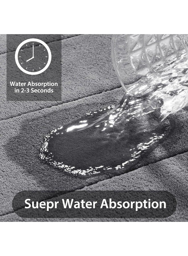 oldlaiben Bathroom Rugs Set, Memory Foam Bath Mats, Non-Slip Bath Rug Set 3 Piece, Washable Bathroom Mats, Absorbent Shaggy Rugs Super Soft U-Shaped Toilet Rug, Bathroom Carpets for Bathroom, Tub, Shower (Light Grey)  - Image 4