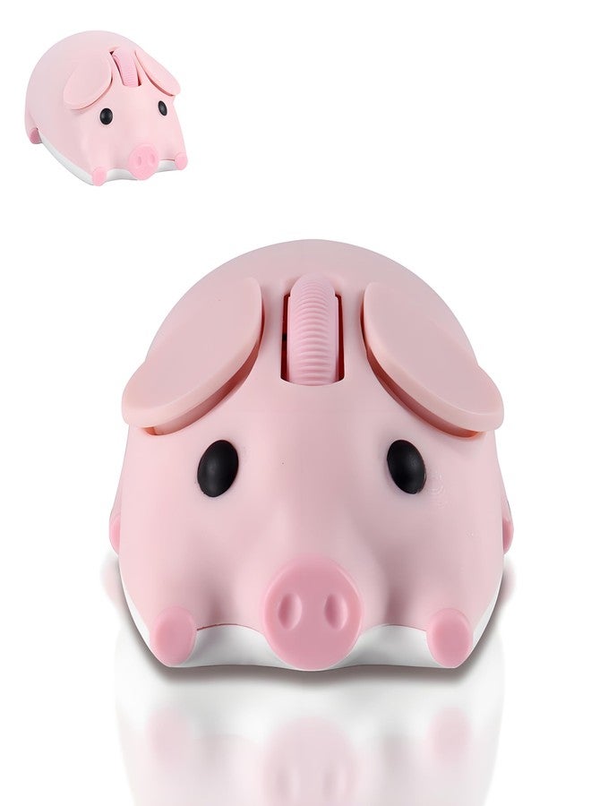 elec Space Cute Pig Design Wireless Mouse - Dual Mode Bluetooth & USB, Silent Operation, Ergonomic, Ideal for Laptops & PCs, for Animal Lovers and Kids (Pink) - Image 1