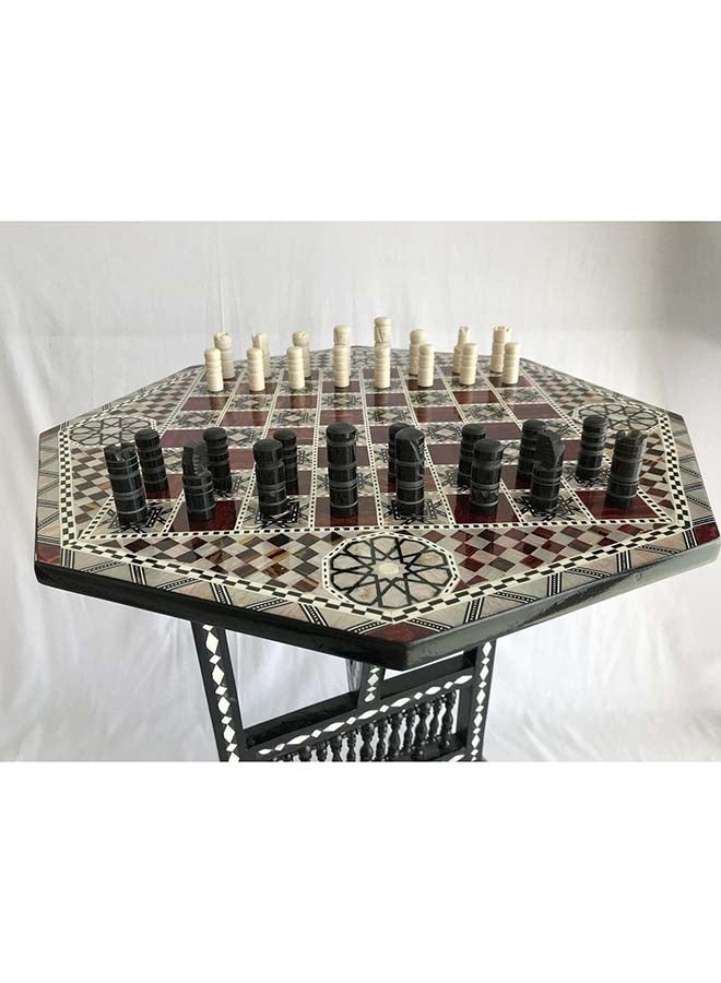 Table Tray Octagonal Folding 481S13 Chess Board Seashell Sadaf Mother of Pearl Inlay Wood Surgegifting   2725613177793