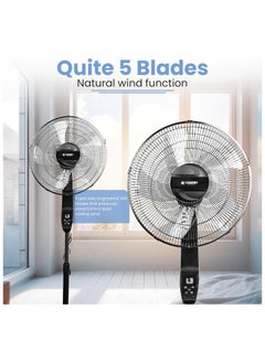 CAROSKI CAROSKI Stand Fan with Remote Control & Touch Display | 3-Speed Powerful Cooling| 12-Hour Timer Oscillating Floor Fan| Silent Sleep & Natural Wind Modes| 55W Energy Efficient| Home & Office Use.  - Image 2