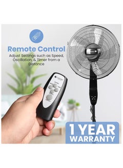 CAROSKI CAROSKI Stand Fan with Remote Control & Touch Display | 3-Speed Powerful Cooling| 12-Hour Timer Oscillating Floor Fan| Silent Sleep & Natural Wind Modes| 55W Energy Efficient| Home & Office Use.  - Image 3