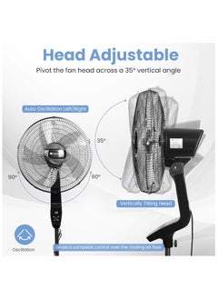 CAROSKI CAROSKI Stand Fan with Remote Control & Touch Display | 3-Speed Powerful Cooling| 12-Hour Timer Oscillating Floor Fan| Silent Sleep & Natural Wind Modes| 55W Energy Efficient| Home & Office Use.  - Image 4