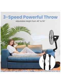 CAROSKI CAROSKI Stand Fan with Remote Control & Touch Display | 3-Speed Powerful Cooling| 12-Hour Timer Oscillating Floor Fan| Silent Sleep & Natural Wind Modes| 55W Energy Efficient| Home & Office Use.  - Image 5