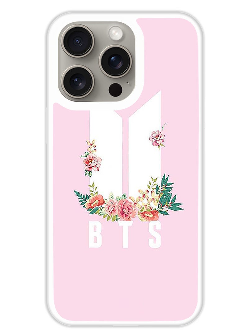 Theodor Protective Case Cover For APPLE IPHONE 15 Pro Max BTS floral (White Bumper) - Image 1