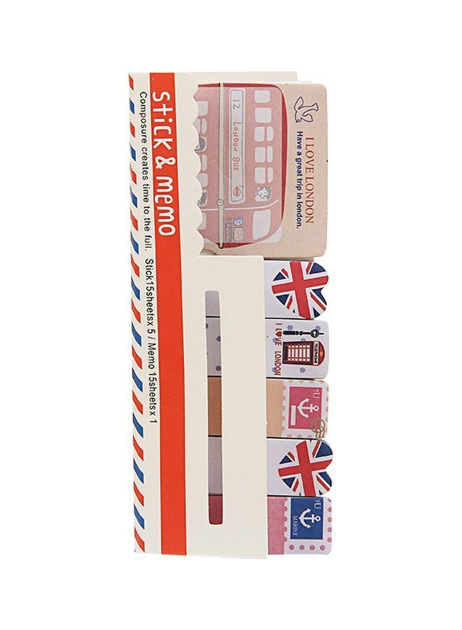 NIBEMINENT 2-Piece Printed Stick And Memo Note Set White/Pink/Red