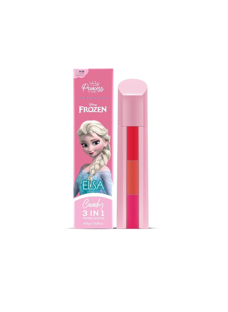 Disney FROZEN Disney Frozen Princess by Renee Candy 3 In 1 Tinted Lipstick Elsa for Pre Teen Girls   3 Versatile Shades in One Stick with No Parabens  Cruelty Free  - Image 1