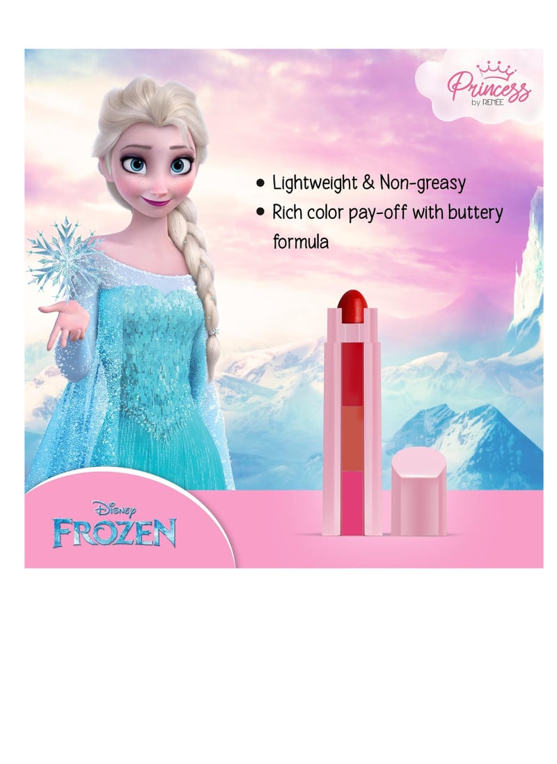 Disney FROZEN Disney Frozen Princess by Renee Candy 3 In 1 Tinted Lipstick Elsa for Pre Teen Girls   3 Versatile Shades in One Stick with No Parabens  Cruelty Free  - Image 2