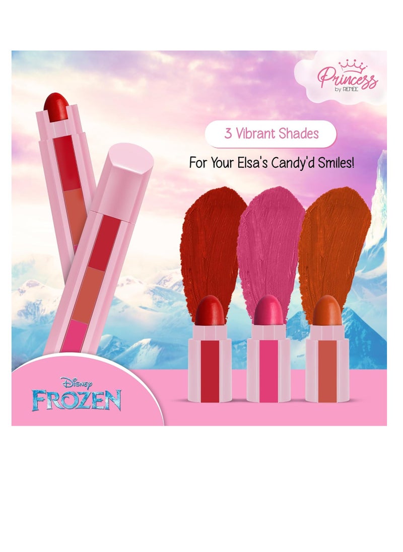 Disney FROZEN Disney Frozen Princess by Renee Candy 3 In 1 Tinted Lipstick Elsa for Pre Teen Girls   3 Versatile Shades in One Stick with No Parabens  Cruelty Free  - Image 3