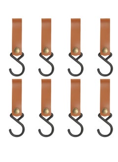 SYOSI SYOSI 8 Pcs Leather S Hooks Leather Hook, S Shaped Hooks Coat Hook Leather Hooks Leather s Hooks Brown s Hooks Kitchen Hooks for Outdoor Picnic Hanging Pots Pans Utensils  - Image 1