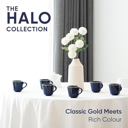 Shay Ceramic Tea Cup Set, Set of 6, Blue with Real Gold Line, 180ml | Cup Set of 6 for Tea | Glossy Finish | Premium Ceramic | Tea Cup Set of 6 (Tea Cups - Blue Gold Line) - Image 3