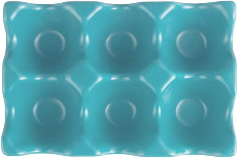 comfrt Refrigerator Egg Holder Tray 6 Grids Ceramic Egg Container Egg Storage Organizer (Sky-blue) - Image 1