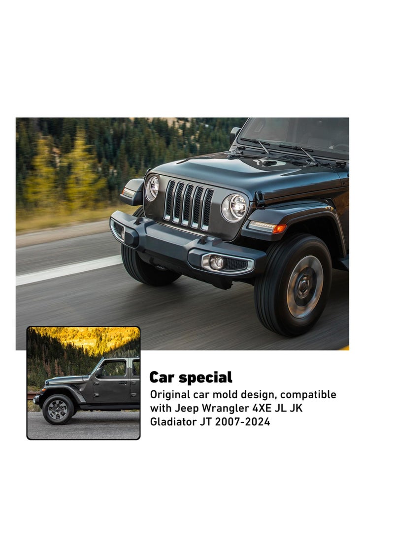 SOLARAE خطاف سحب السيارة، أغطية خطاف السحب للمصد، واقيات مطاطية لخطاف السحب الأمامي، متوافقة مع جيب رانجلر 4XE JL JK وغلادييتور JT 2007-2024 (أسود) - Image 3