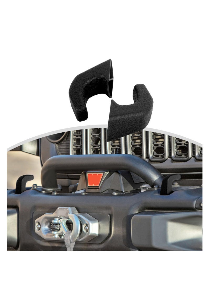 SOLARAE خطاف سحب السيارة، أغطية خطاف السحب للمصد، واقيات مطاطية لخطاف السحب الأمامي، متوافقة مع جيب رانجلر 4XE JL JK وغلادييتور JT 2007-2024 (أسود) - Image 1