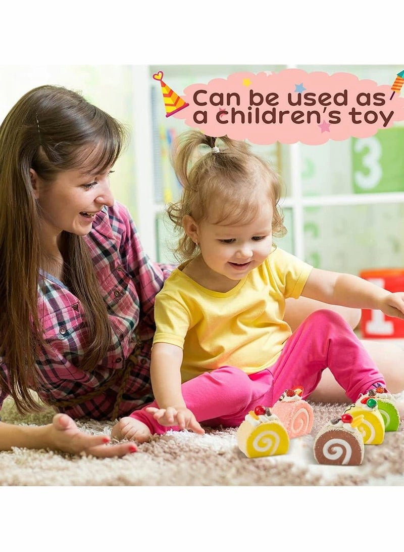 8 Pieces Realistic Artificial Simulation Cake Dessert, Mixed Fake Cake Food Model Home Staging Crafts Photography Props Fake Swiss Roll Kitchen Home Decoration Display (4 Colors) - Image 4