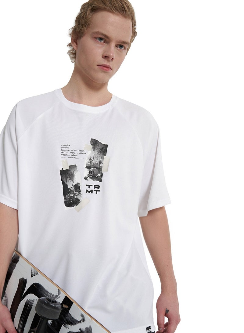 Termit تي شيرت رجالي أبيض، تيرميت، مقاس واسع، مزيج ألياف صناعية متينة، مريح وأنيق لأسلوب الحياة النشط - Image 1