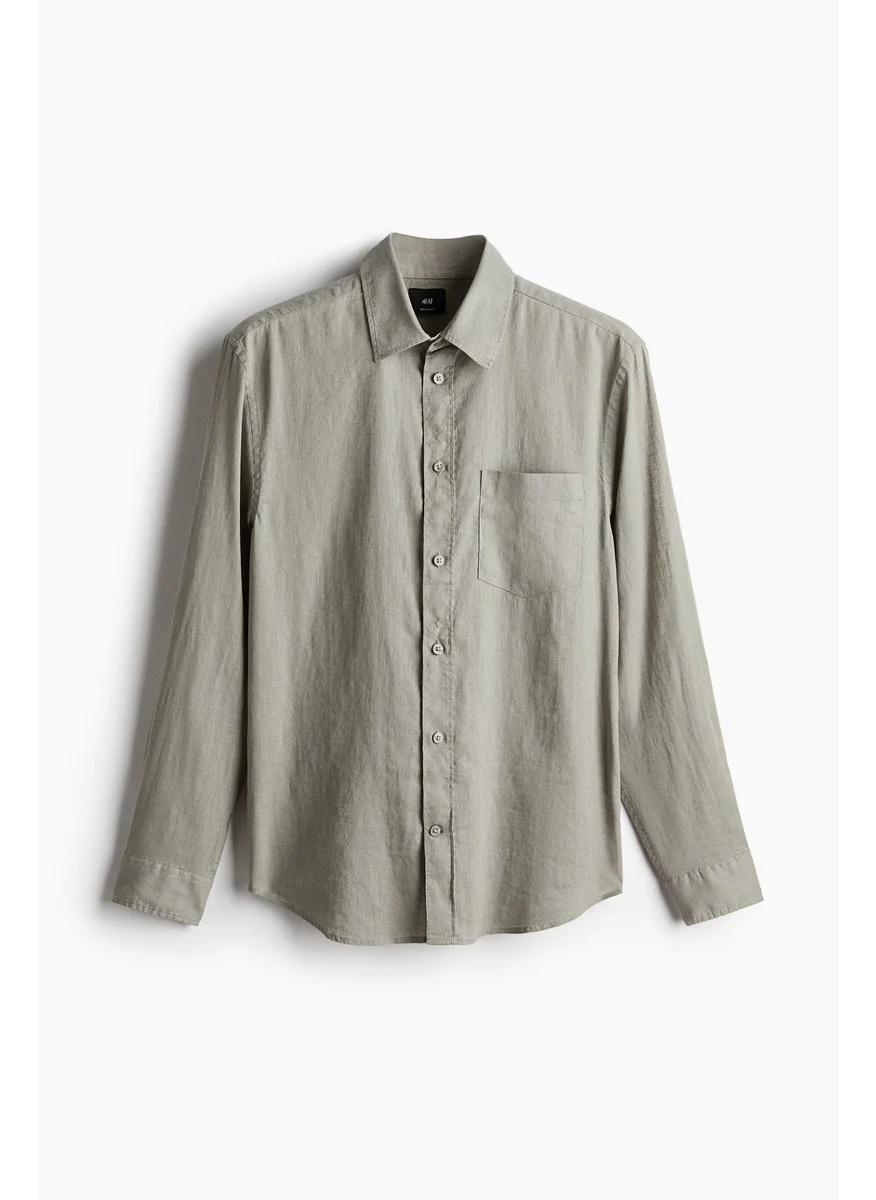 اتش اند ام Regular Fit Linen-Blend Shirt