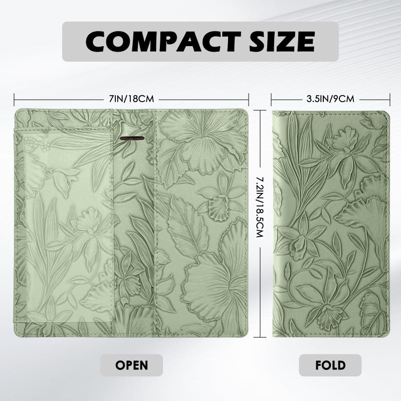 Pisypox Checkbook Cover for Personal Checkbookï¼ŒSoft PU leather with a detailed embossed flower patternï¼Œwith Pen Holder & Built-in Clear Plastic Divider for Duplicate Checks - Image 2