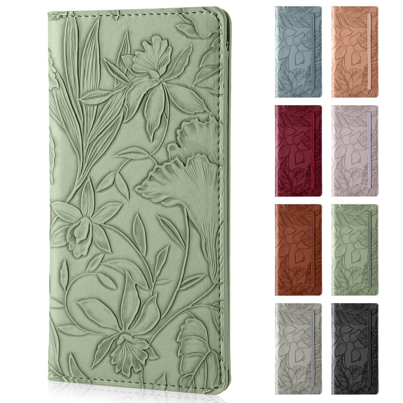 Pisypox Checkbook Cover for Personal Checkbookï¼ŒSoft PU leather with a detailed embossed flower patternï¼Œwith Pen Holder & Built-in Clear Plastic Divider for Duplicate Checks - Image 1