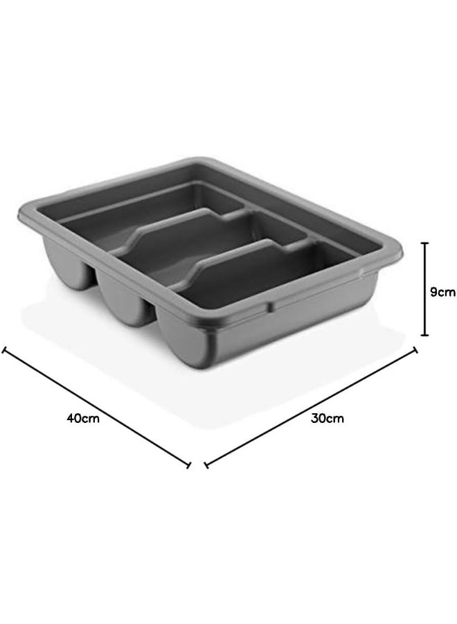 Gastroplast Cutlery Box Tray with 3 Compartments - Grey Polypropylene BPA-Free - Image 5