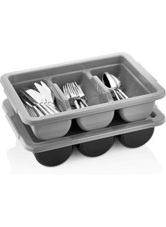 GastroPlast Cutlery Box Tray With 6 Compartments - Grey Polypropylene Bpa-Free  - Image 3