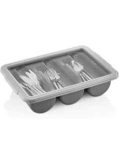 GastroPlast Cutlery Box Tray With 6 Compartments - Grey Polypropylene Bpa-Free  - Image 5