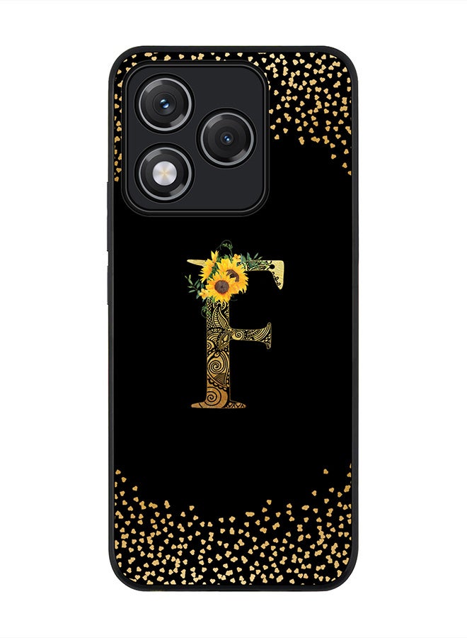 For Honor 400 Lite Case,Slim fit Camera Protection, Shockproof Thin Phone cover  - Custom Floral Monogram - F ( Black )