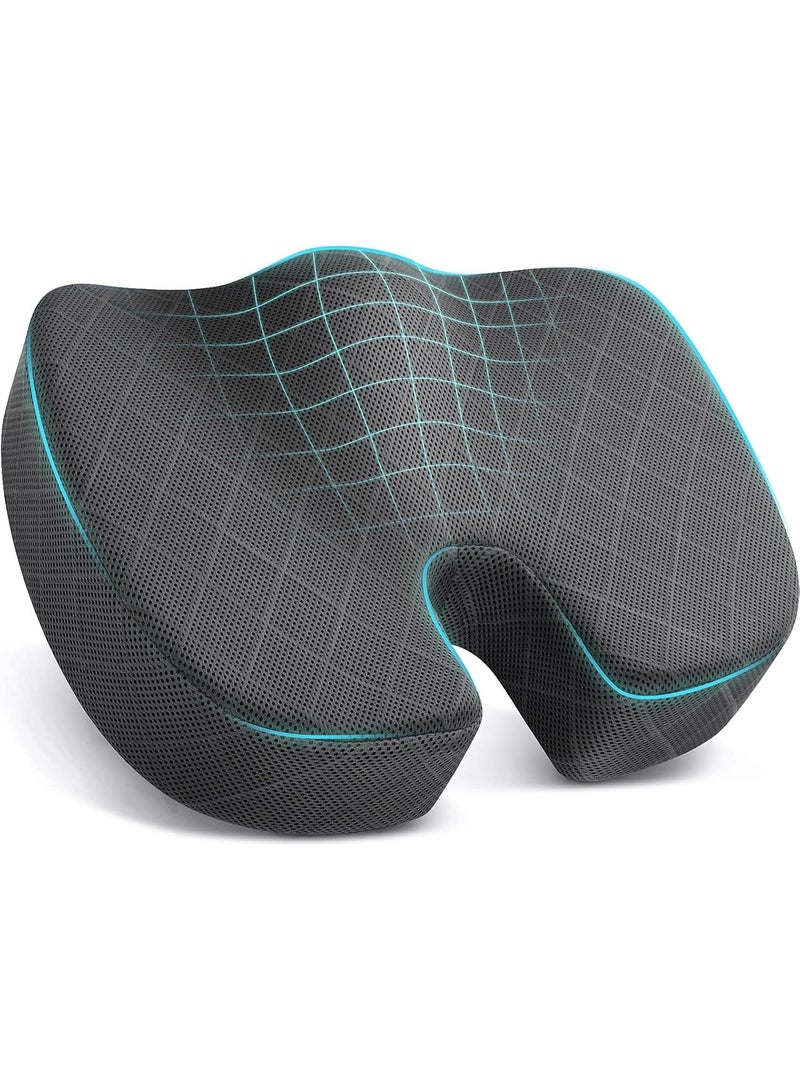 Seat Cushion - Memory Foam Cushion for Office Chair, Car Seat, Airplane, Bleacher - Sciatica & Hip & Coccyx Pain Relief Desk Chair Cushion for Long Sitting Office Workers, Car Drivers - Image 1
