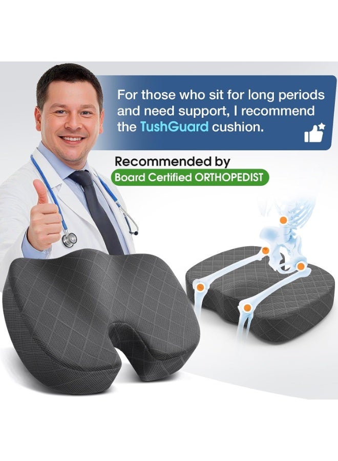 Seat Cushion - Memory Foam Cushion for Office Chair, Car Seat, Airplane, Bleacher - Sciatica & Hip & Coccyx Pain Relief Desk Chair Cushion for Long Sitting Office Workers, Car Drivers - Image 4