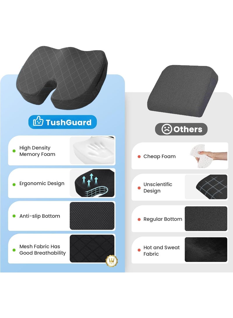 Seat Cushion - Memory Foam Cushion for Office Chair, Car Seat, Airplane, Bleacher - Sciatica & Hip & Coccyx Pain Relief Desk Chair Cushion for Long Sitting Office Workers, Car Drivers - Image 5