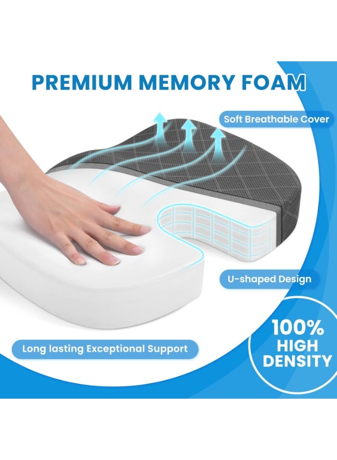 Seat Cushion - Memory Foam Cushion for Office Chair, Car Seat, Airplane, Bleacher - Sciatica & Hip & Coccyx Pain Relief Desk Chair Cushion for Long Sitting Office Workers, Car Drivers - Image 3
