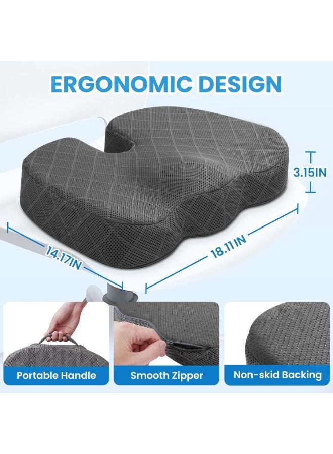 Seat Cushion - Memory Foam Cushion for Office Chair, Car Seat, Airplane, Bleacher - Sciatica & Hip & Coccyx Pain Relief Desk Chair Cushion for Long Sitting Office Workers, Car Drivers - Image 2