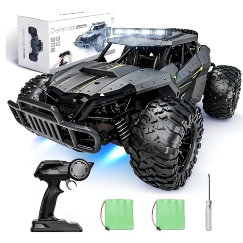 Tecnock RC Truck Car 20 KMH HighSpeed 4WD Remote Control Car 24GHz AntiInterference with Dual LED Headlights Rechargeable Monster Truck Ideal Outdoor Backyard Gifts for Boys Teens - Image 1