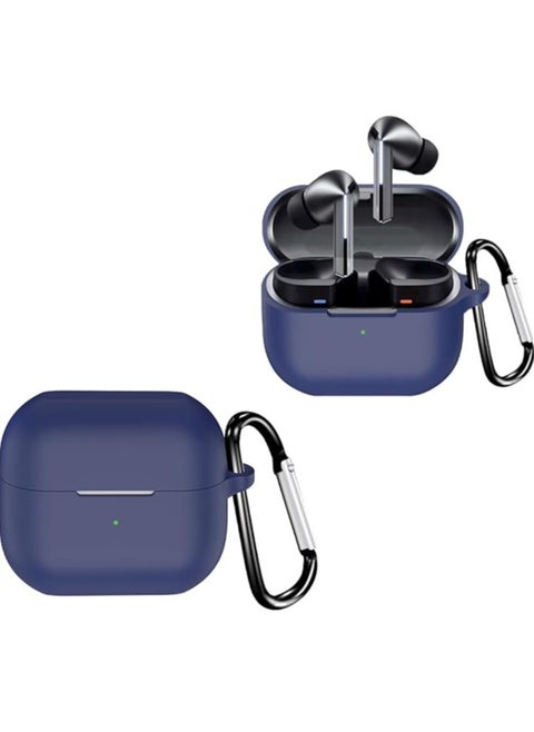360 Protection Shockproof Design Soft Rubberised Case with Keychain for Samsung Galaxy Buds 3 Pro (Navy Blue)