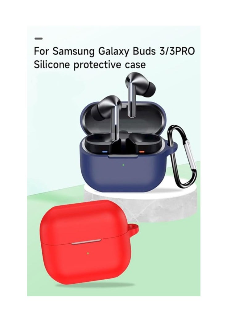 360 Protection Shockproof Design Soft Rubberised Case with Keychain for Samsung Galaxy Buds 3 Pro (Navy Blue)