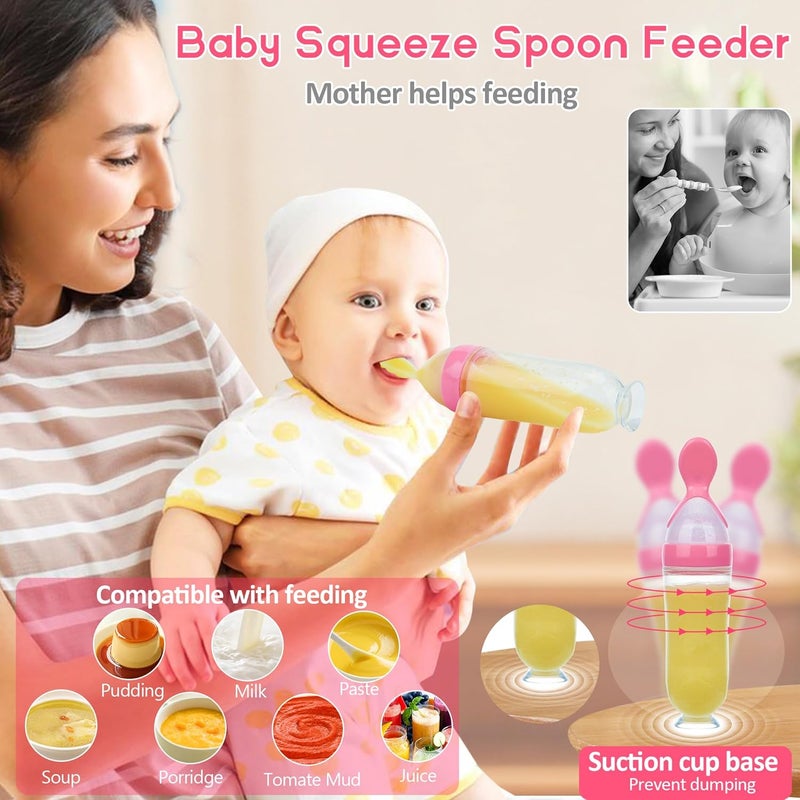 WAJIAYON Baby Fruit Feeder Pacifier  6 Pack  2 Baby Fruit Food Feeder Pacifier  2 Baby Food Dispensing Spoon  Fresh Fruit Teethers for Babies  Silicone Feeder BabyMesh Baby Feeder PinkRabbit - Image 4