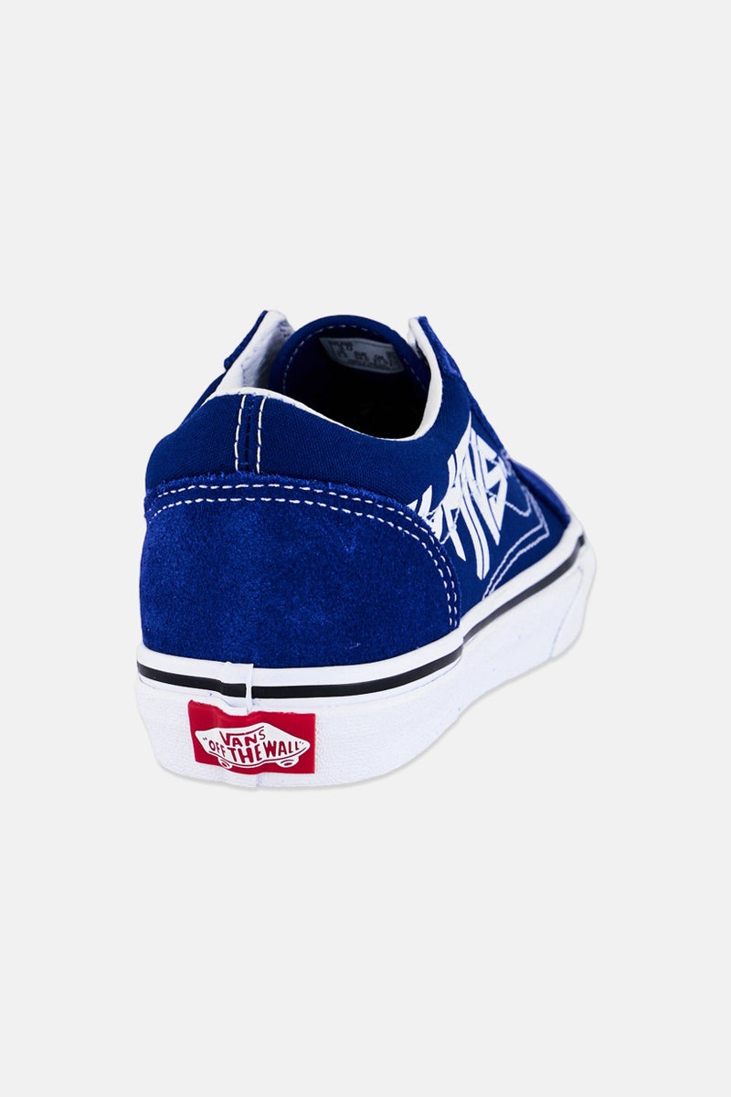 VANS Kids Boy Old Skool Lace Up Skateboarding Shoes, Blue - Image 3