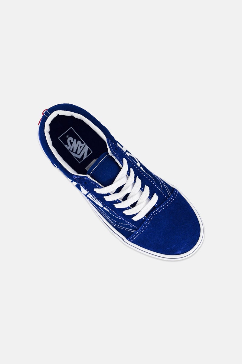 VANS Kids Boy Old Skool Lace Up Skateboarding Shoes, Blue - Image 2