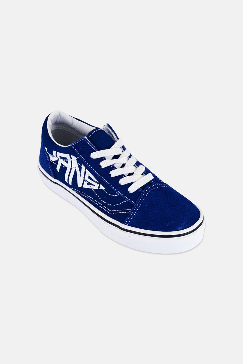 VANS Kids Boy Old Skool Lace Up Skateboarding Shoes, Blue - Image 1