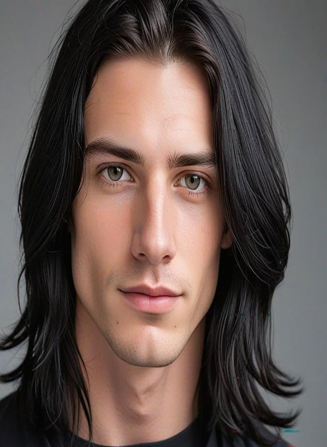 Dsimeig Short Straight Black Wigs for Men Natural Synthetic Halloween Replacement Hair Wig - Image 1