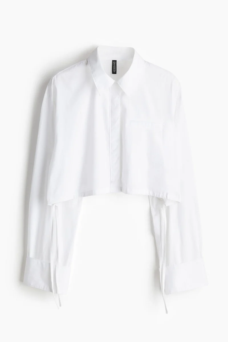 H&M Cropped Drawstring-Detail Shirt
