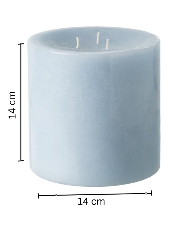 Lukadah Decorative Candles for Wedding Candles, Home Interior, Restaurants, Pale Blue Unscented - 14 CM - 3 Wicks - Burning Time 50 Hour  - Image 3