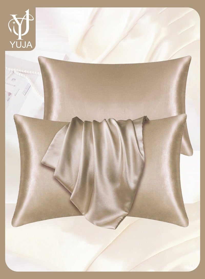 YUJA 2PCS Satin Pillowcase for Hair and Skin-Soft Silky Pillow Covers for Sleeping-Satin Pillow Covers with Envelope Closure - Image 1