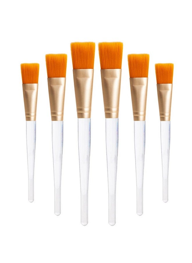 Tegelrying Facial Mask Brush6 Pieces Soft Face Brushes Mud Mask Applicator Clear Handle For Applying Sleeping Maskdiy Clay Maskbody Lotioneye Peel Women Girls Makeup Toolsgold And Brown - Image 1